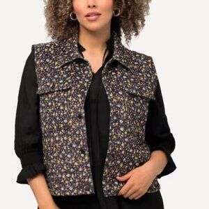 Ulla Popken Ditsy Floral Corduroy Vest Women's 16/18